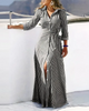 Women Fashion Casual Long Sleeve Printed Maxi Dress