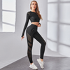 2 pieces Women'S Solid Color Outdoor Training Running Long Sleeve Sports Top Trousers