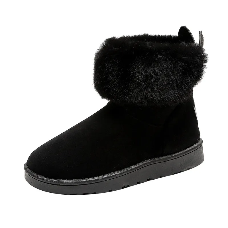 Women Fashion Velvet Warm Back Rabbit Ears Snow Boots