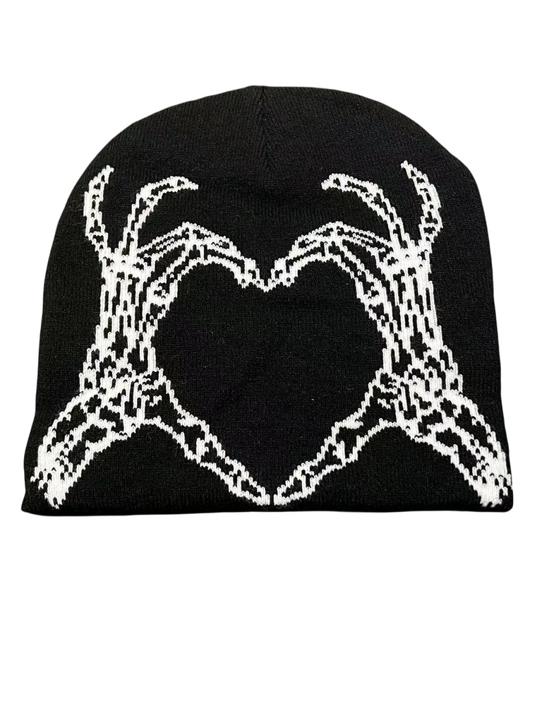 Fashion Heart-Shaped Knitted Dark Jacquard Wool Hat For Lovers