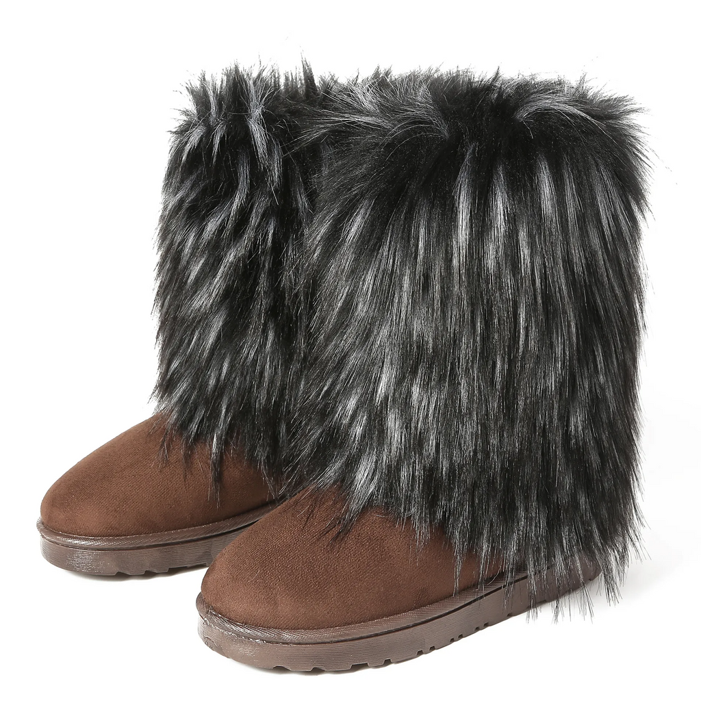 Women Fashion Plus Size Y2K Imitation Fur Plus Velvet Warm Snow Boots