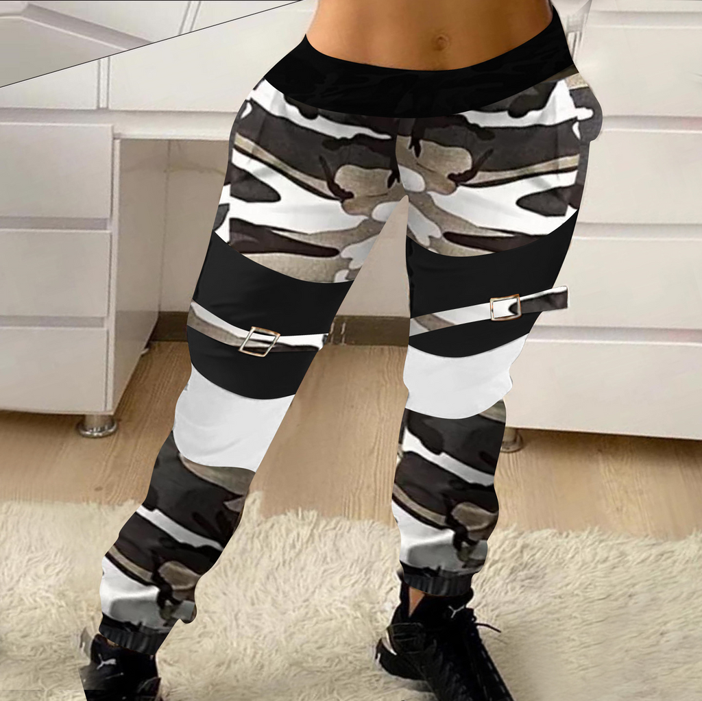 Women Sports Fashion Camouflage Print Casual Tight High-Waist Pants