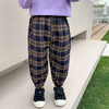 Girls Fashion Color Blocking Plaid Pants