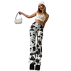 Women'S Fashion Cow Printing Denim Flare Pants