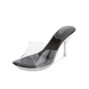 Women Fashion Plus Size Casual Solid Color Transparent PVC Pointed Toe High Heel Slippers