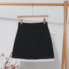 Women Simple Plaid Pattern High Waist Lace Stitching A-Line Skirt