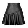 Women Fashion High Waist Ruffled PU Skirt