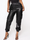 Women Fashion Solid Color Loose PU Jogger Pants