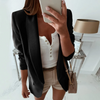 Work Women Lapel Solid Color Slim Fit Blazer