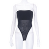 2 Pieces Women Fashion Sexy Summer See-Through Mesh Tube Top Bodysuit