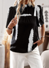 Women Loose Casual Digital Printing Half Turtleneck Blouse