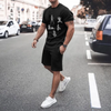 Men Casual Printed Round Neck Short-Sleeved T-Shirt And Shorts Two-Piece Set