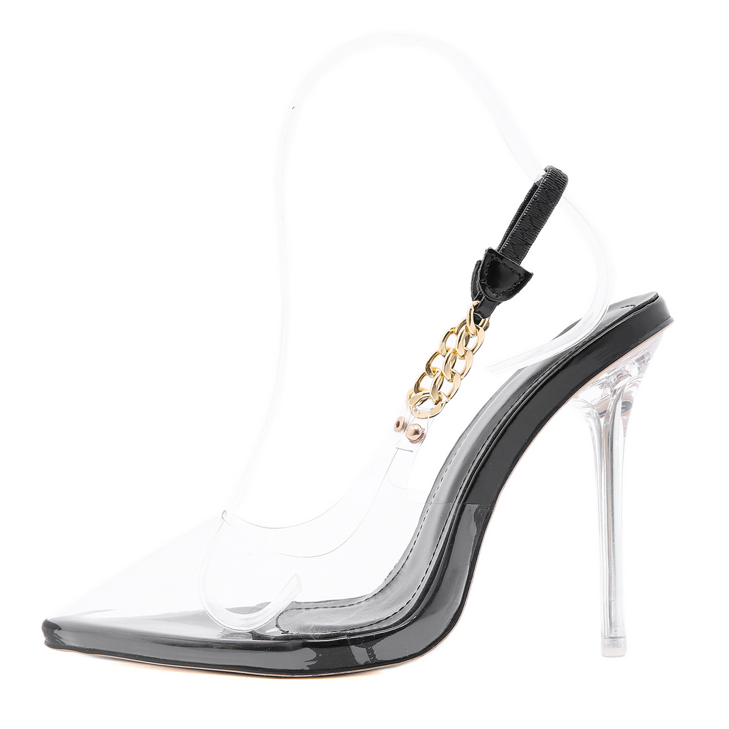 Women Fashion Sexy Transparent Pointed Toe Stiletto Heel Sandals