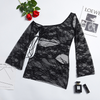 Women Fashion Casual Lace Sexy One Shoulder Long Sleeve Lounge