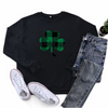 St.Patrick'S Day Fashion Women'S Long Sleeve Check Four Leaf Printed Round Neck Sweatshirt