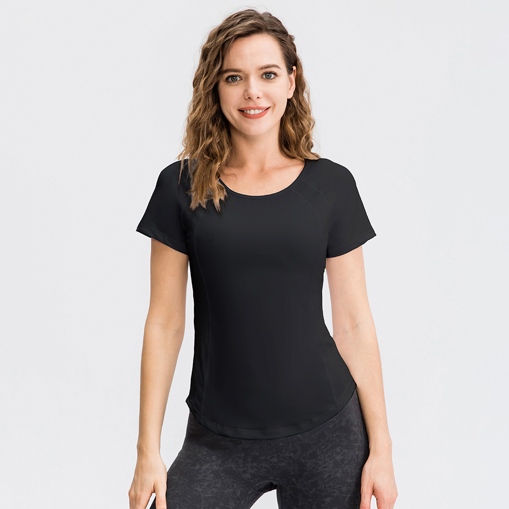 Women'S Tight Round Neck Mesh Mesh Breathable High Elastic Quick Dry Running Fitness T-Shirt