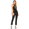 Women Halter Neck Sleeveless Solid Color Slim Jumpsuits