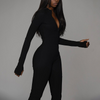 High Waist Zipper Slim Fit Workout Jumpsuits