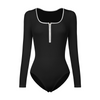 Fashion Elegant Women Basic Color Square Neck Long Sleeve Bodysuits