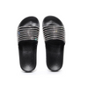 Women Leisure Rhinestone Decor Striped Flats Slippers Shoes