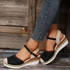 Women Fashion Simple Plus Size Hollow-Out Covered Toe Buckle Sandals