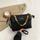 Women Fashion Creased Square Flap Chain Shoulder Bag