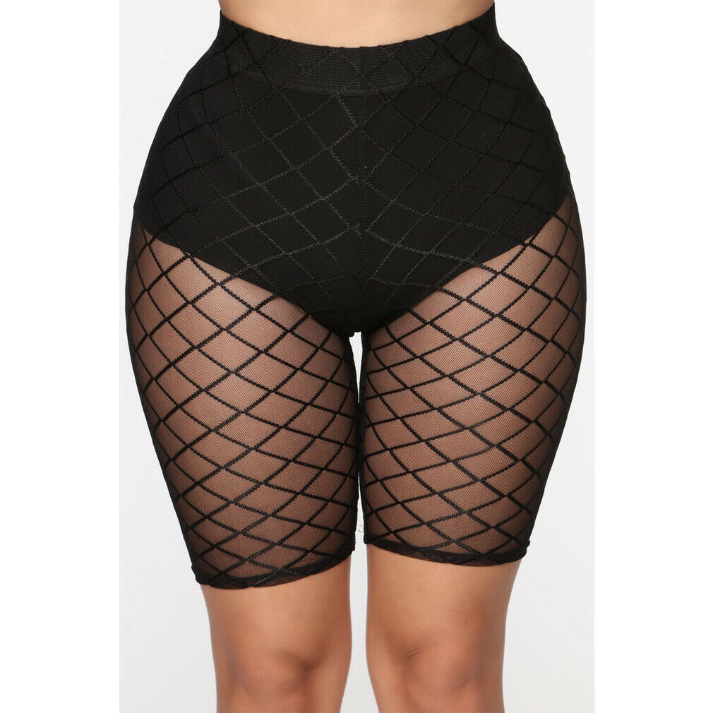 Women Sexy High Waist Fashion Mesh See-Through Shorts