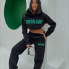 Women Fashion Casual Athleisure Letter Print Pocket Hoodie And Sweatpants Set