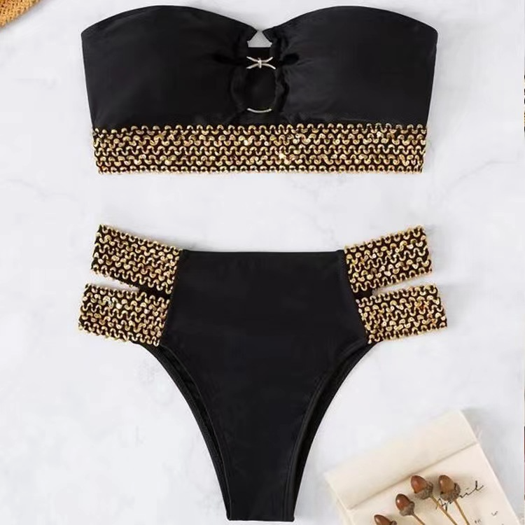 Women'S Sexy Hollow Chain Beach Swimsuit Two-Piece Set