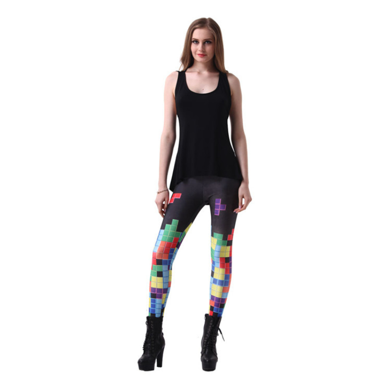 Tetris Print Women Fitness Sports Leggings