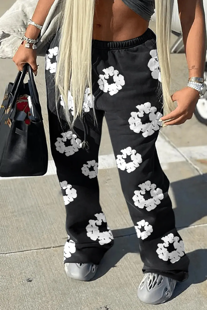 Women Fashion Casual Floral Printed Pants