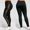 Women Plus Size Sexy Mesh Lace Patchwork Solid Color See-Through Leggings