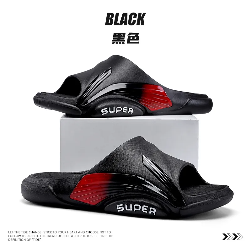 (Buy 1 Get 1) Men Summer Fashion Casual Letter Color Matching Flat Thick-Soled Slippers