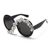 Exaggerated Round Big Frame Design Rhinestone Decoration Sunglasses