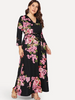 (Buy 1 Get 1) Women Ramadan /Eid Fashion Sexy Floral Printing V Neck Long Sleeve Dress