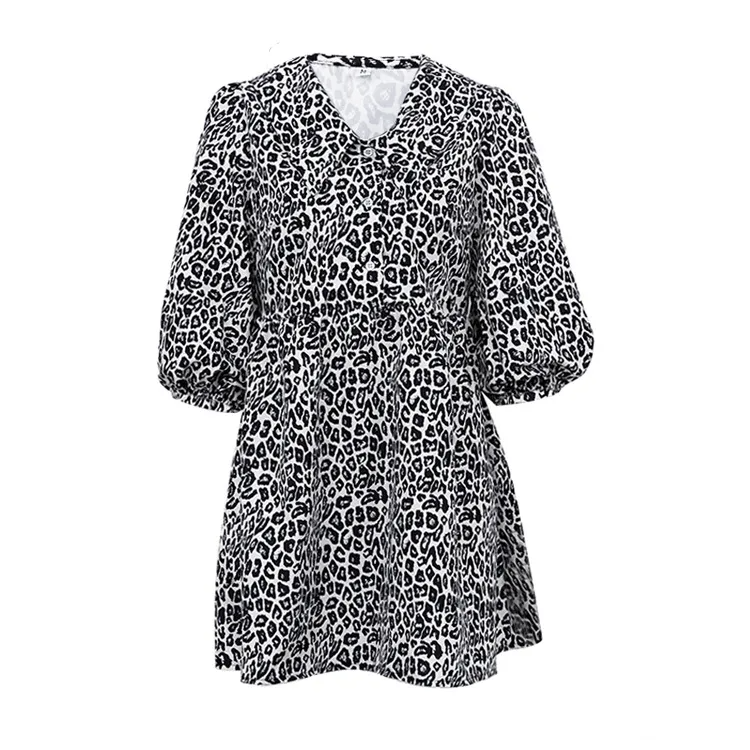 Women Fashion Loose Leopard Printed Dress