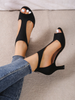 Women Fashion Solid Color Plus Size Peep Toe Back Zipper High Heeled Sandals