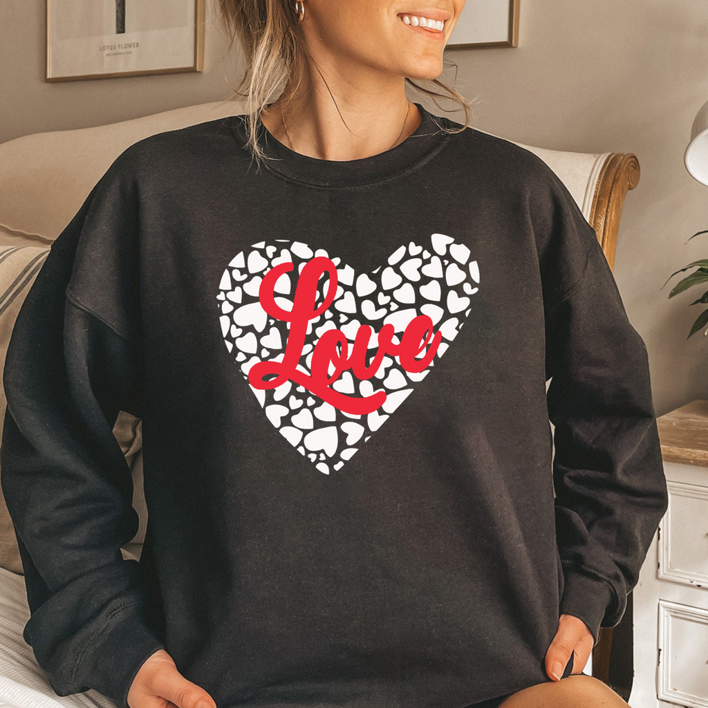 Valentine'S Day Fashion Women'S Casual Long Sleeve Round Neck Love Print Sweatshirt