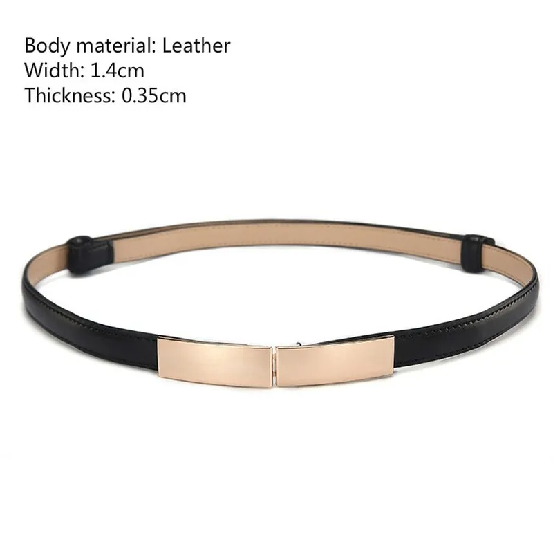 Women Thin Skinny Metal Gold Elastic Buckle Belts