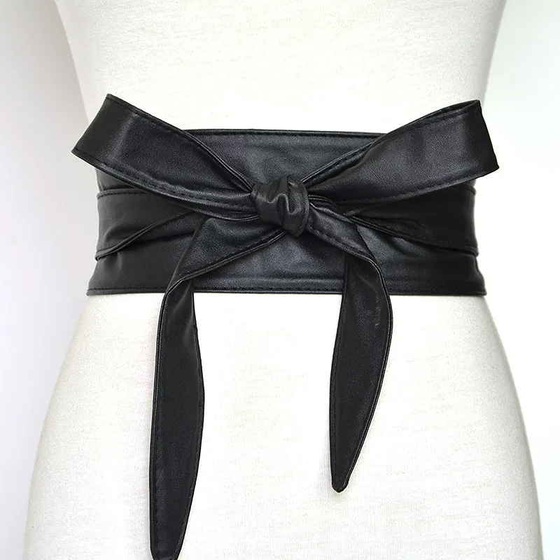 Women Fashion Bowknot Lace-Up Wide Girdle Belt