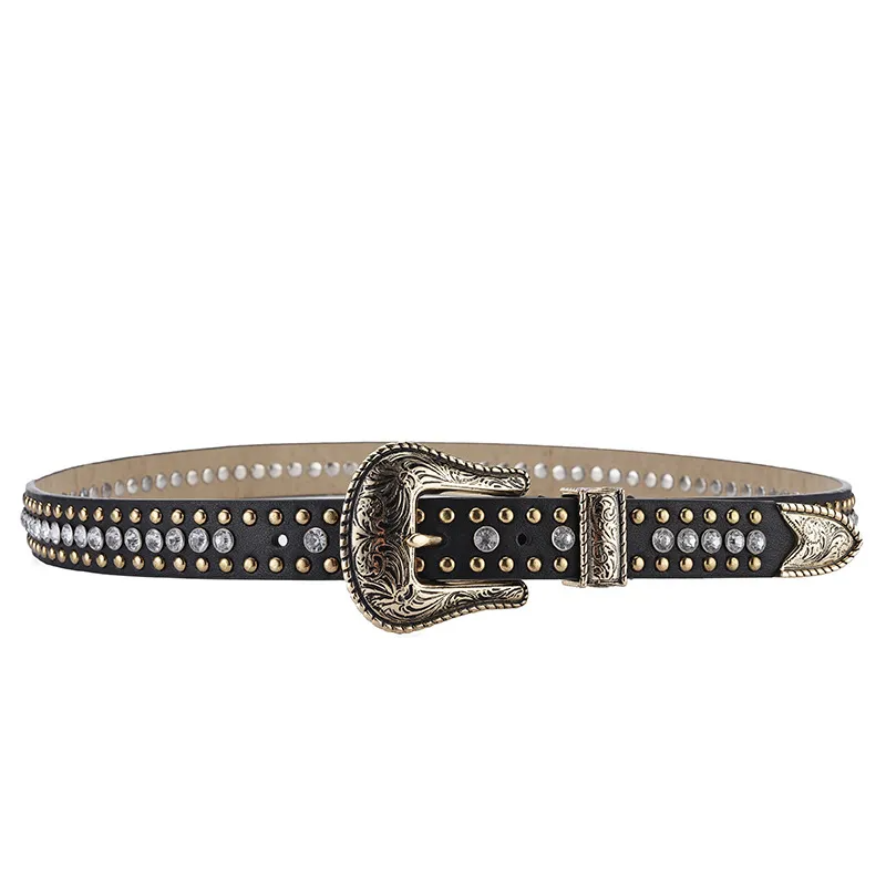 Women Fashion Studded Rivet Rhinestone Decorative Belt