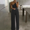 Women Elegant Solid Oblique One-Shoulder Comfortable High Elastic Jumpsuits