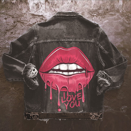 Women Casual Long Sleeves Graphic Printed Single-Breasted Denim Jacket