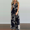 Women Vacation Bohemian Halter Neck Sleeveless All Over Print Loose Jumpsuits 1