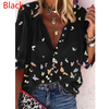 Women Casual Summer Plus Size Long Sleeve Lapel Shirt Butterfly Print Blouse