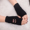 (Buy 1 Get 2) Autumn Winter Women Fashion Devil Eye Embroidered Warm Knitted Half Finger Gloves