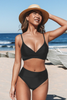 Women Fashion Solid Color Cross Two-Piece Swimsuit