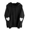 Women Casual Long Sleeve Sweet Heart Print Solid Color Hoodie