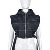 Women'S Fashion Denim Padded Hooded Sleeveless Vest