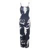 Women'S Sexy Edgy Mesh Printing Slip Maxi Dress